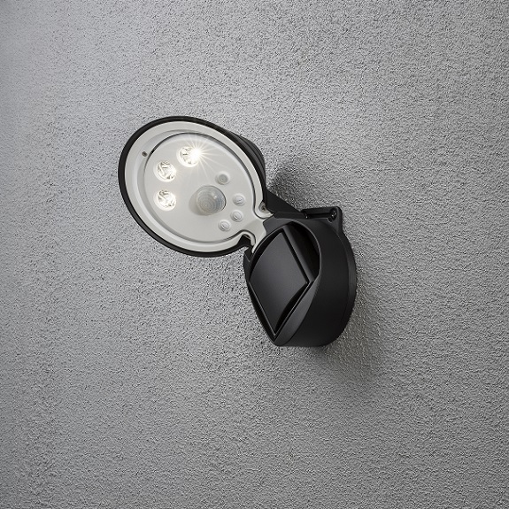 Vägglykta Prato LED svart rörelsevakt-13872
